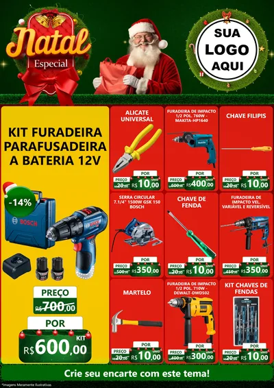 Modelo de Encarte para Encarte A4 Vertical com o tema Natal Especial para Maquinas e Ferramentas