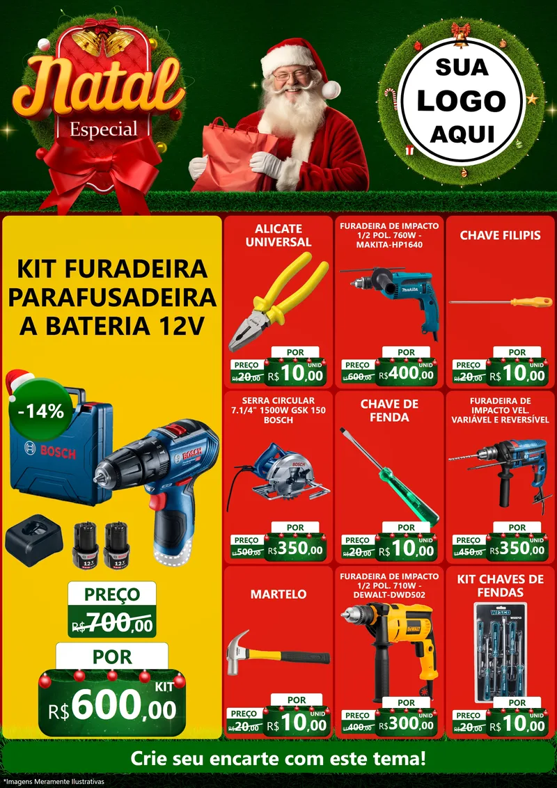 Modelo de Encarte para Encarte A4 Vertical com o tema Natal Especial para Maquinas e Ferramentas