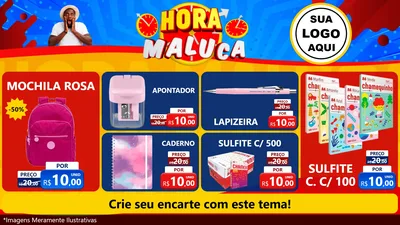 Modelo de TV para TV Horizontal com o tema Hora Maluca para Papelaria