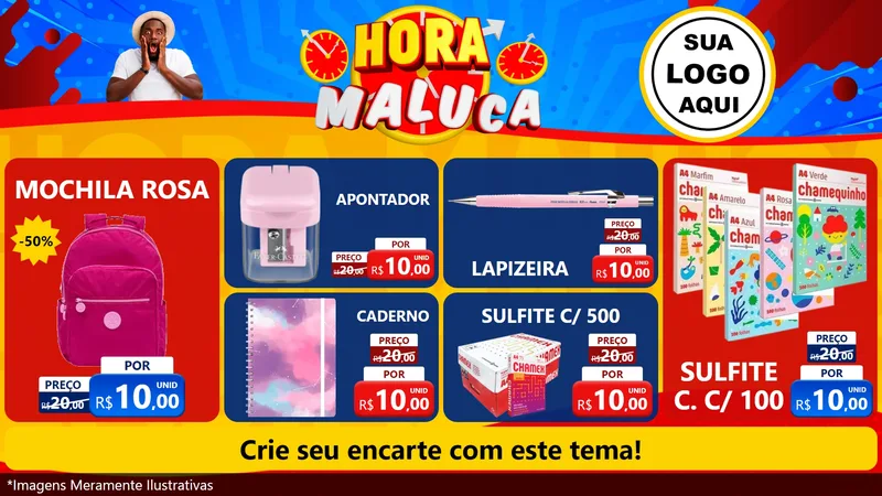 Modelo de TV para TV Horizontal com o tema Hora Maluca para Papelaria