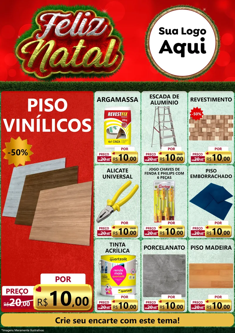 Modelo de Encarte para Encarte A4 Vertical com o tema Feliz Natal para Material para Construção