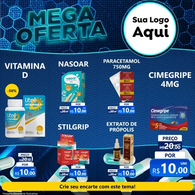 Modelo de Rede Social para Feed Facebook com o tema Mega Oferta - Farmácia para Farmácia