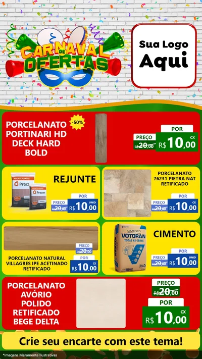 Modelo de TV para TV Vertical com o tema Carnaval de Ofertas para Pisos e revestimentos