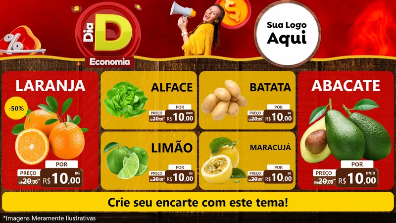 Modelo de TV para TV Horizontal com o tema Dia D Economia para Hortifrúti