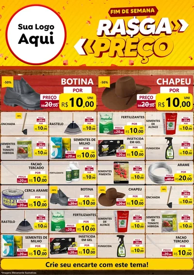 Modelo de Encarte para Encarte A4 Vertical com o tema Fim de Semana Rasga Preços para Agropecuária
