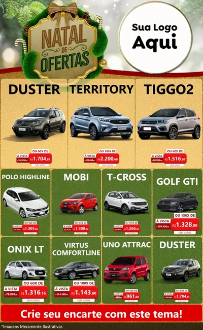 Modelo de Encarte para Encarte Grande com o tema Ofertas de Natal para Concessionaria de Carros