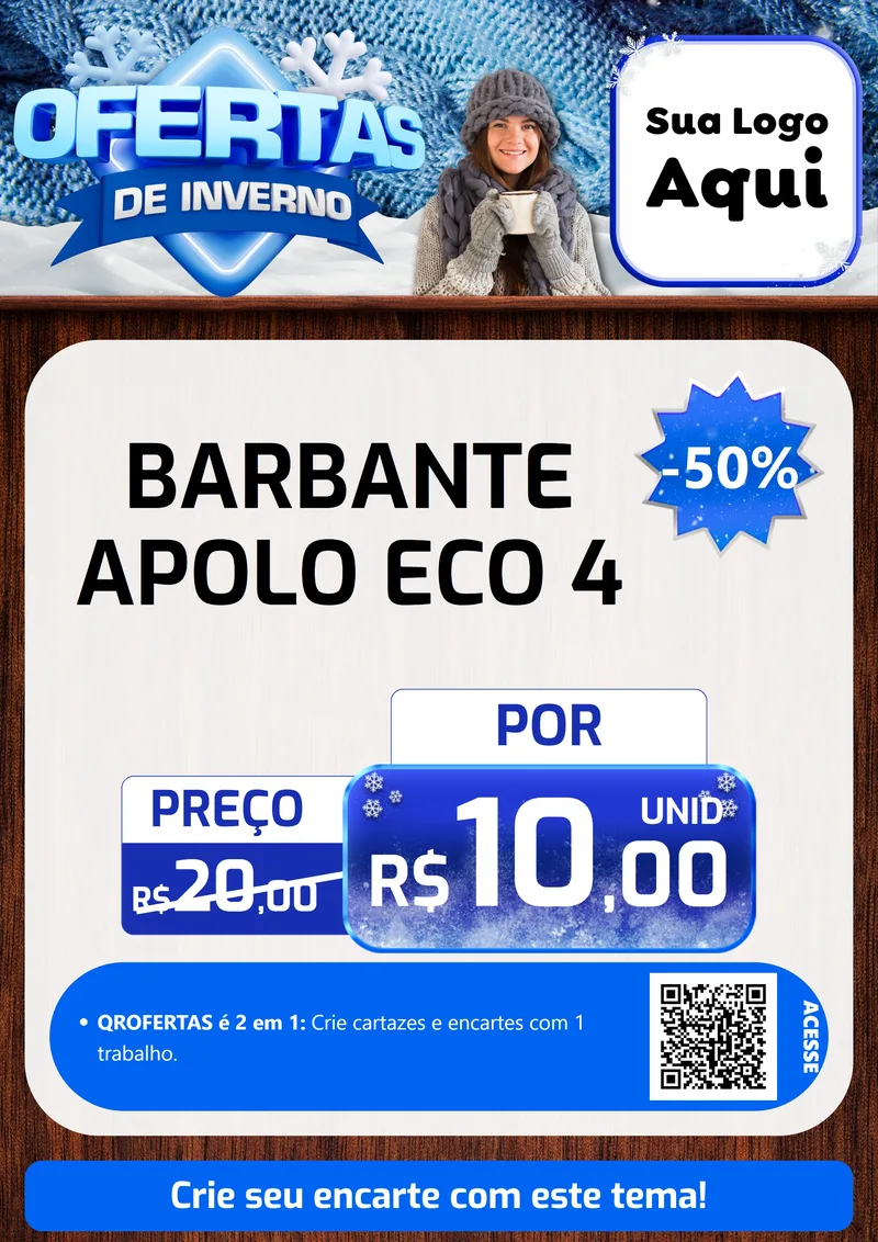 Modelo de Cartaz para Cartaz A4 Vertical com o tema Ofertas de Inverno para Armarinho e Aviamentos