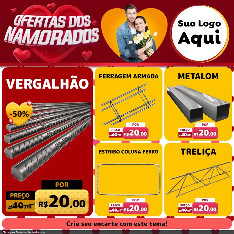 Modelo de Rede Social para Feed Facebook com o tema Ofertas Dos Namorados para Ferragens