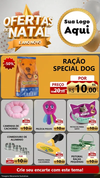 Modelo de Rede Social para Stories com o tema Ofertas De Natal E Ano Novo para Pet Shop