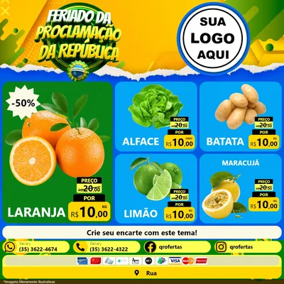 Modelo de Rede Social para Feed Facebook com o tema Feriado da Proclamação da República para Hortifrúti