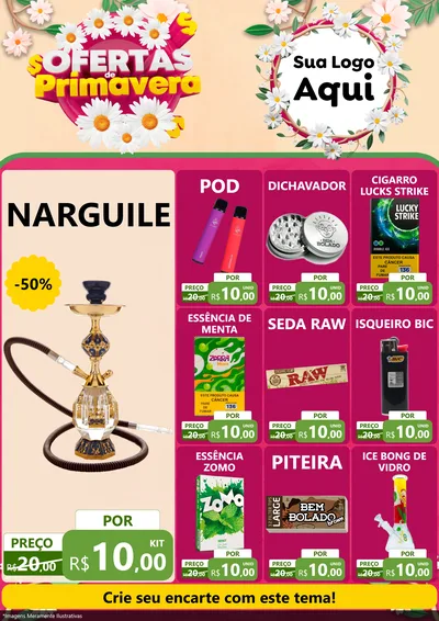 Modelo de Encarte para Encarte A4 Vertical com o tema Ofertas de Primavera para Tabacaria