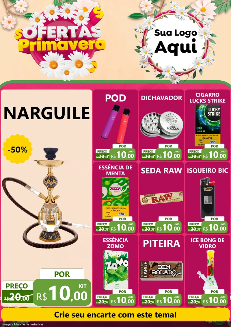 Modelo de Encarte para Encarte A4 Vertical com o tema Ofertas de Primavera para Tabacaria