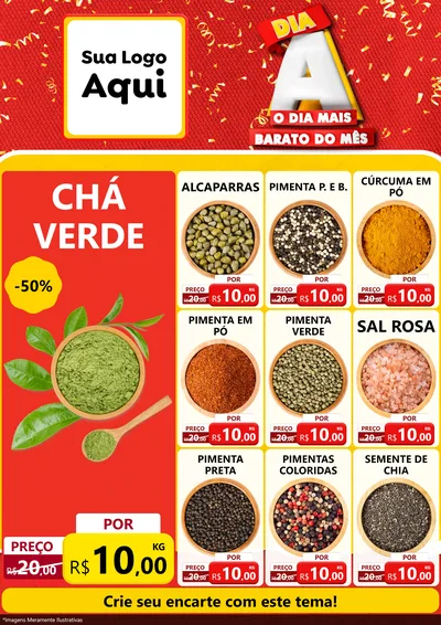 Modelo de Encarte para Encarte A4 Vertical com o tema Dia A o Dia Mais Barato do Mês para Produtos Naturais