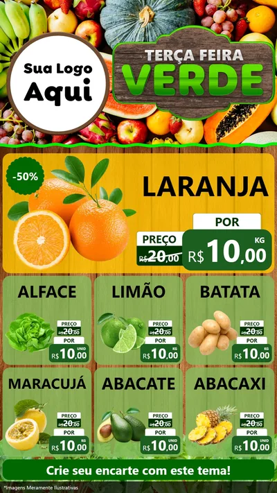 Modelo de Rede Social para Stories com o tema Terça-feira Verde para Hortifrúti