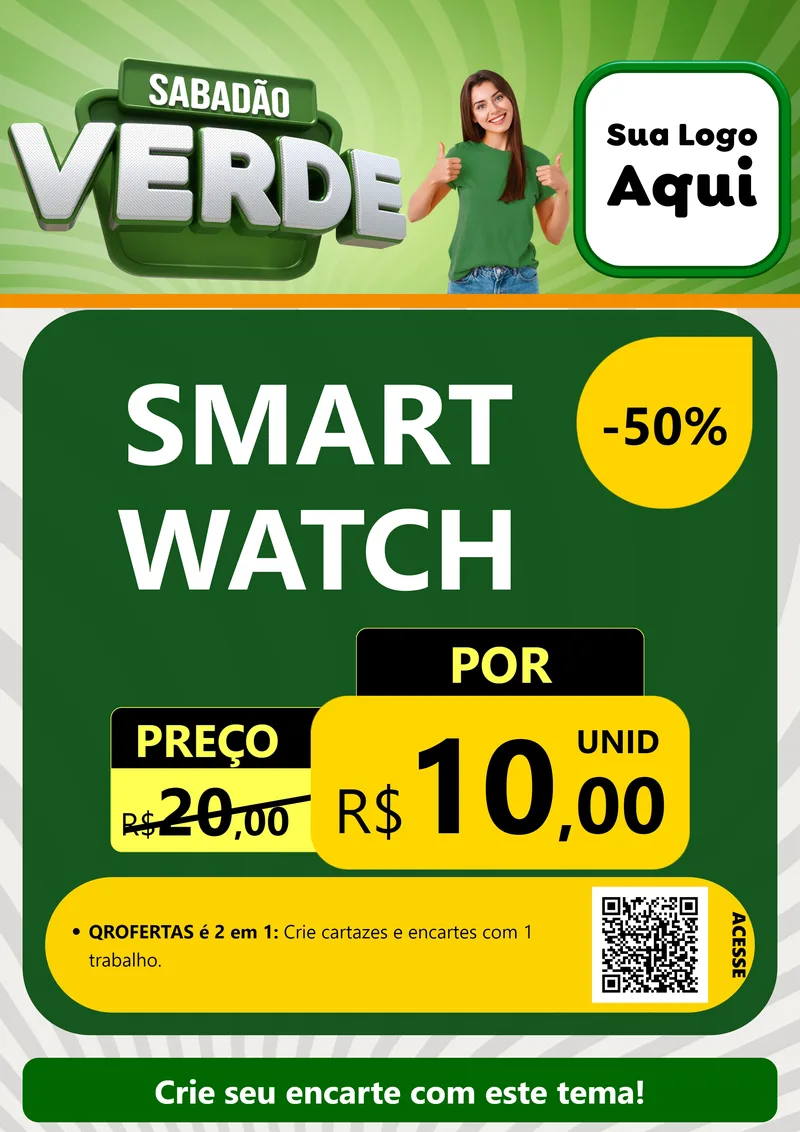 Modelo de Cartaz para Cartaz A4 Vertical com o tema Sabadão Verde para Informática
