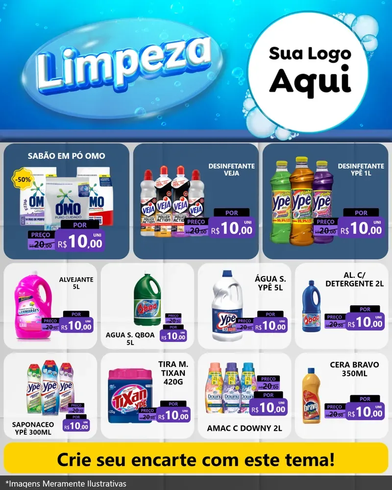 Modelo de Rede Social para Feed Instagram com o tema Limpeza para Produtos de Limpeza