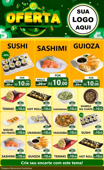 Modelo de Encarte para Encarte Grande com o tema Oferta para Comida japonesa