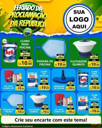 Modelo de Rede Social para Feed Instagram com o tema Feriado da Proclamação da República para Produtos para Piscina