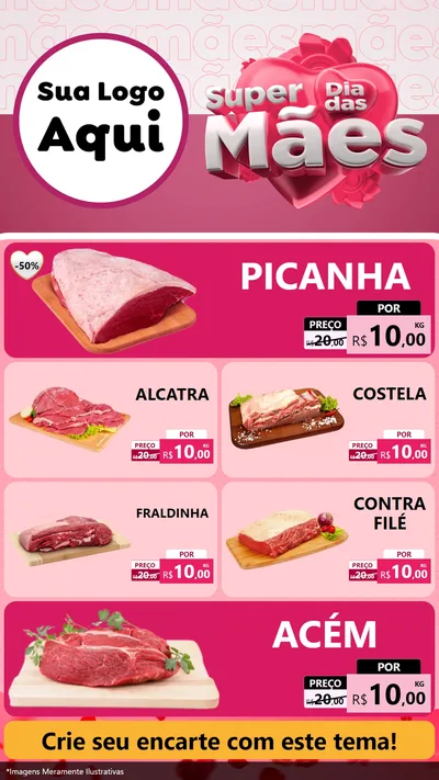 Modelo de TV para TV Vertical com o tema Super Dia Das Mães para Açougue