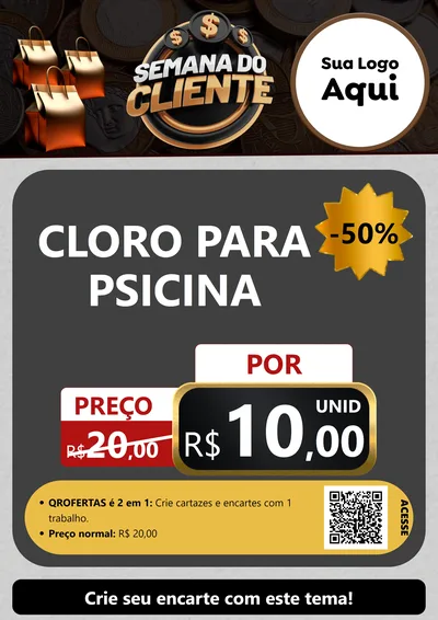 Modelo de Cartaz para Cartaz A4 Vertical com o tema Semana do Cliente para Produtos para Piscina