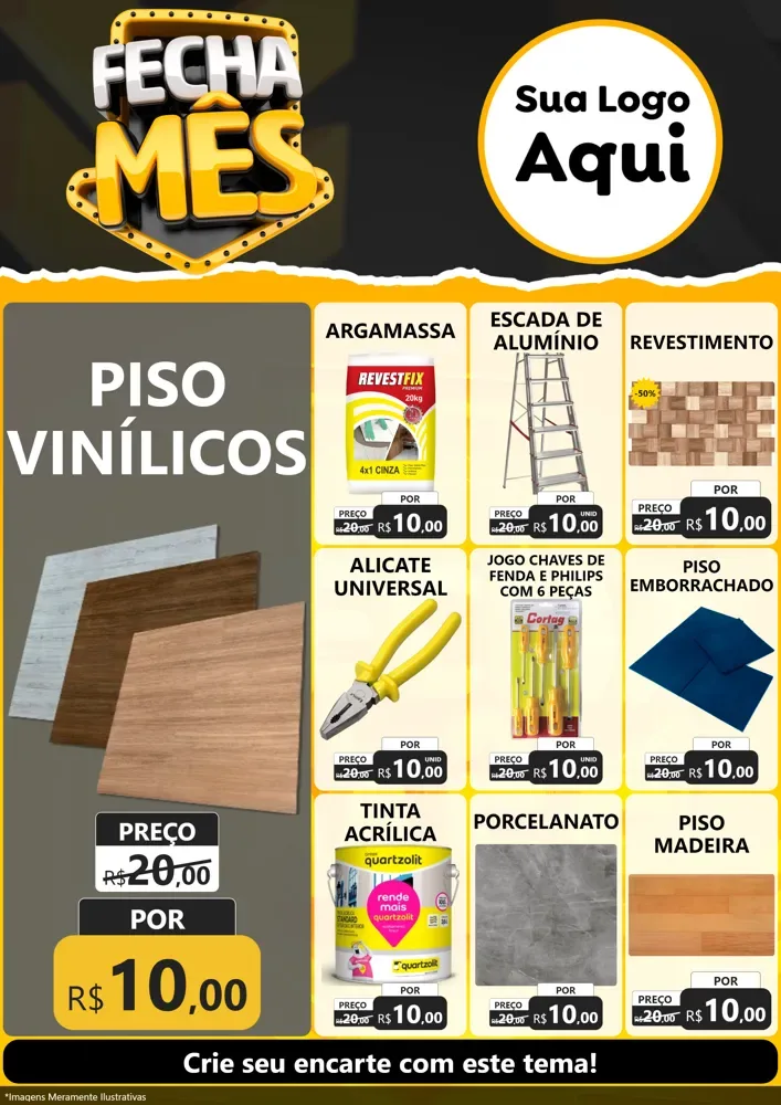 Modelo de Encarte para Encarte A4 Vertical com o tema Fecha Mês para Material para Construção