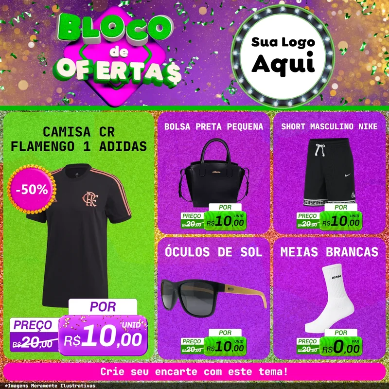 Modelo de Rede Social para Feed Facebook com o tema Bloco de Ofertas para Roupas e acessórios