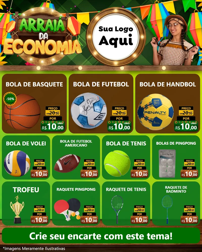 Modelo de Rede Social para Feed Instagram com o tema Arraiá de Economia para Artigos Esportivos