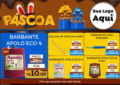 Modelo de Encarte para Encarte A4 Horizontal com o tema Páscoa para Armarinho e Aviamentos