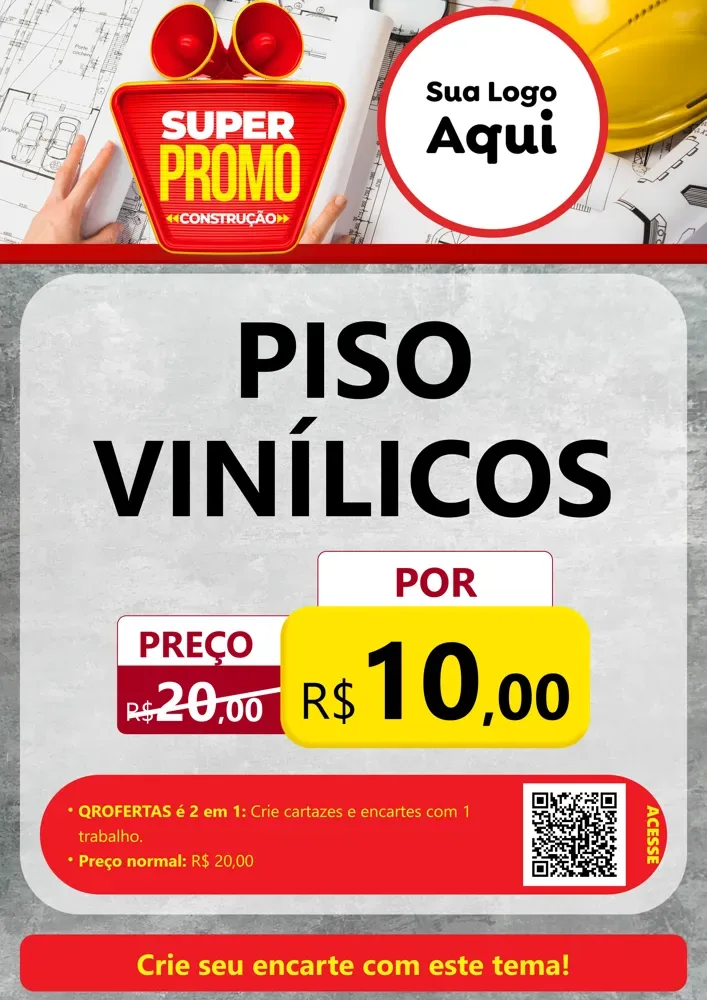 Modelo de Cartaz para Cartaz A4 Vertical com o tema Super Promoção Construção para Material para Construção