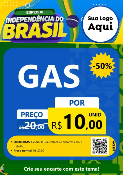 Modelo de Cartaz para Cartaz A4 Vertical com o tema Especial Independência do Brasil para Água e gás