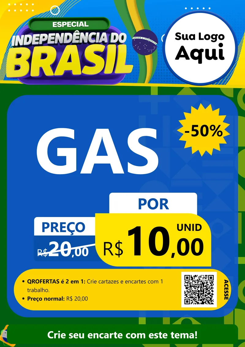 Modelo de Cartaz para Cartaz A4 Vertical com o tema Especial Independência do Brasil para Água e gás