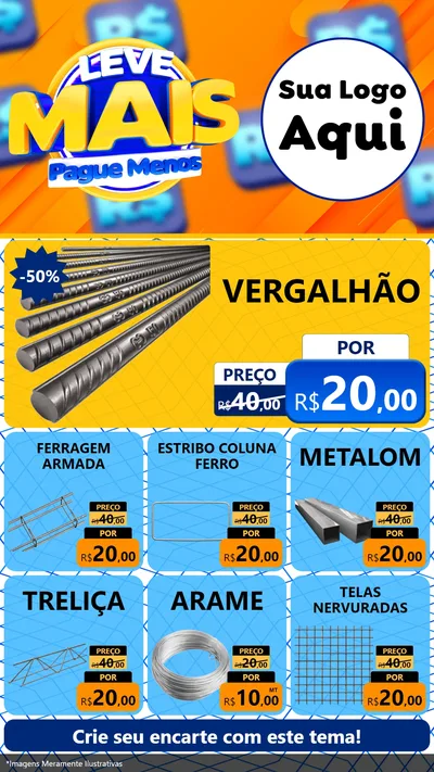 Modelo de Rede Social para Stories com o tema Leve Mais, Pague Menos para Ferragens