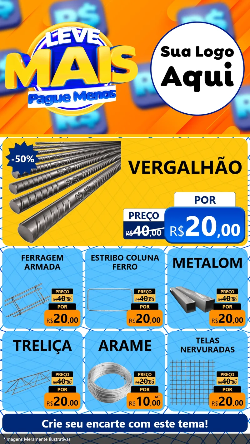 Modelo de Rede Social para Stories com o tema Leve Mais, Pague Menos para Ferragens