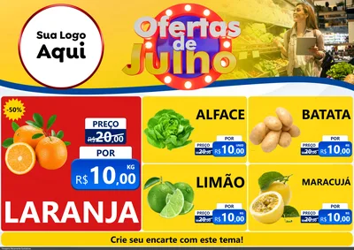 Modelo de Encarte para Encarte A4 Horizontal com o tema Ofertas de Julho para Hortifrúti