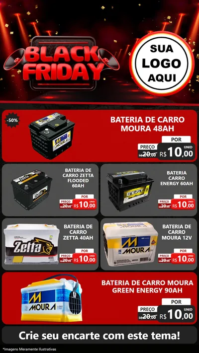 Modelo de TV para TV Vertical com o tema Black Friday para Baterias Elétricas