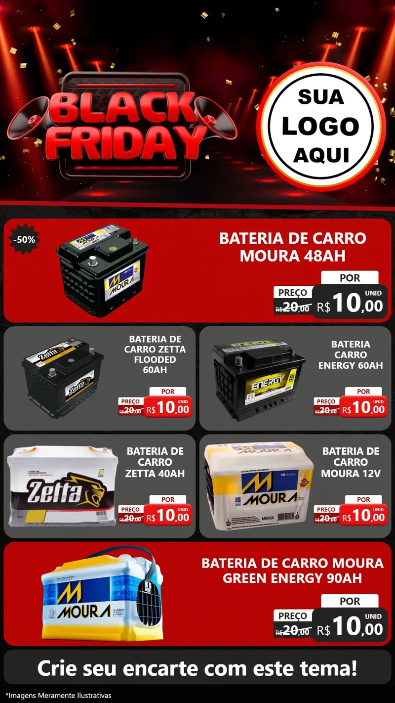 Modelo de TV para TV Vertical com o tema Black Friday para Baterias Elétricas