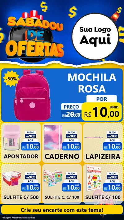 Modelo de Rede Social para Stories com o tema Sabadou de Ofertas para Papelaria