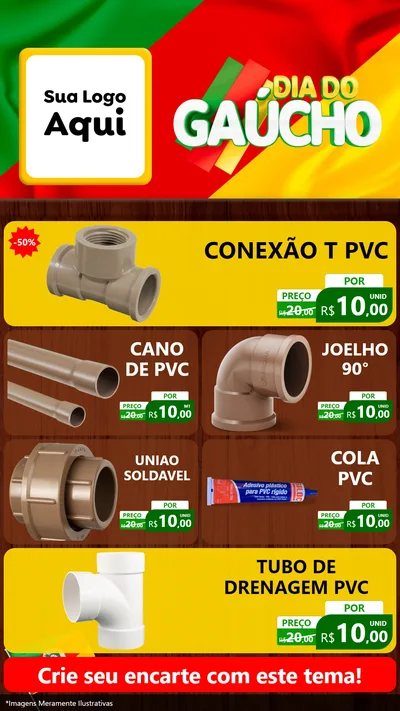 Modelo de TV para TV Vertical com o tema Dia do Gaúcho para Tubos e conexões