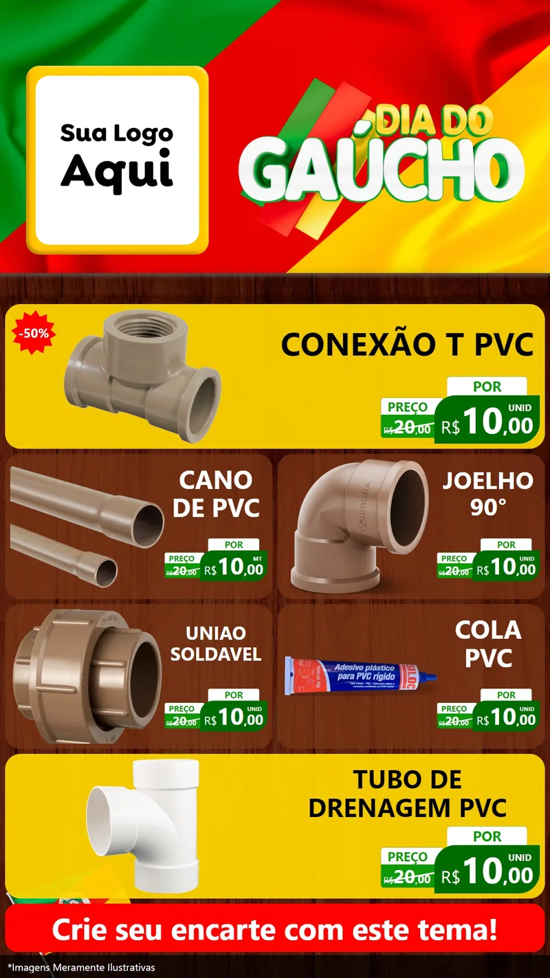 Modelo de TV para TV Vertical com o tema Dia do Gaúcho para Tubos e conexões