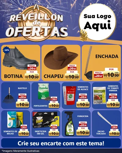 Modelo de Rede Social para Feed Instagram com o tema Réveillon de Ofertas para Agropecuária