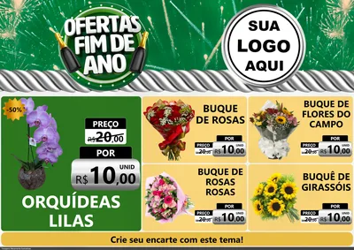 Modelo de Encarte para Encarte A4 Horizontal com o tema Ofertas Fim de Ano para Floricultura e jardim