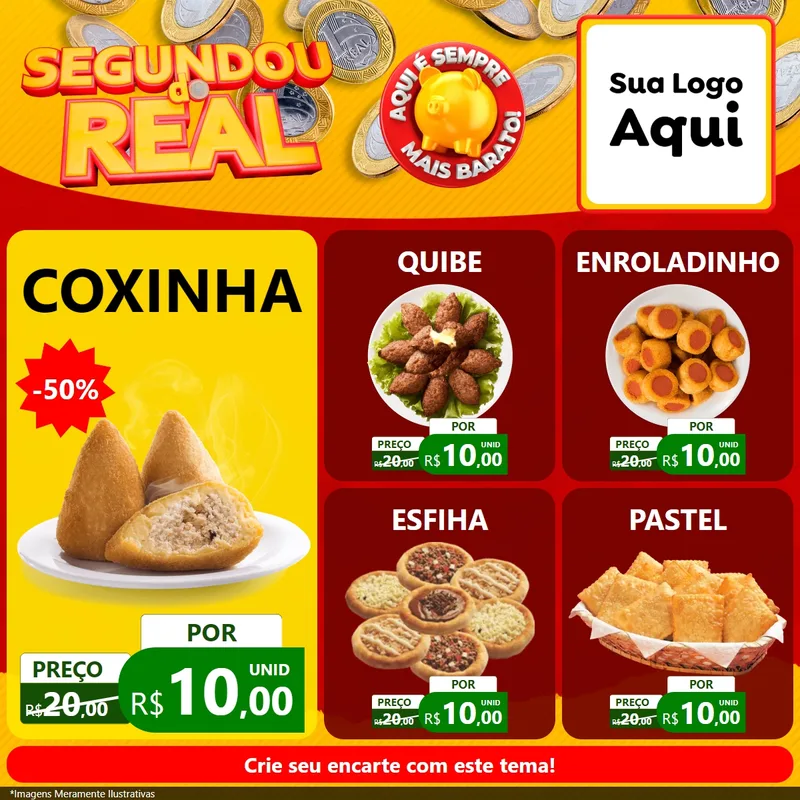 Modelo de Rede Social para Feed Facebook com o tema Segundou do Real para Salgadaria