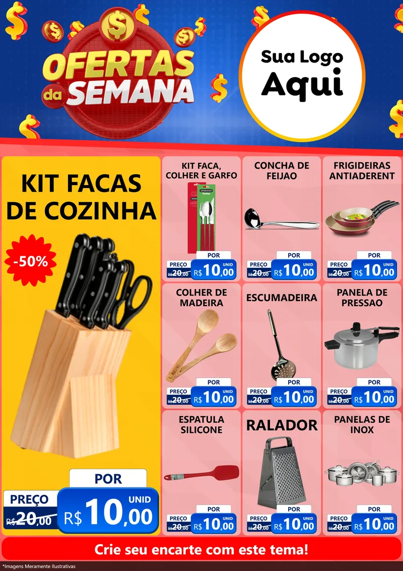 Modelo de Encarte para Encarte A4 Vertical com o tema Ofertas Da Semana para Utilidades Domésticas