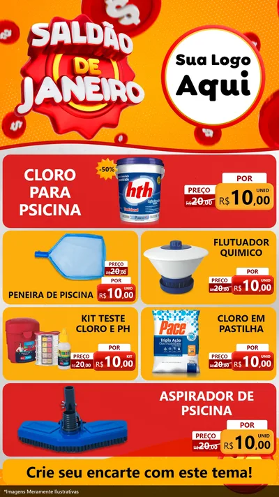 Modelo de TV para TV Vertical com o tema Saldão de Janeiro para Produtos para Piscina