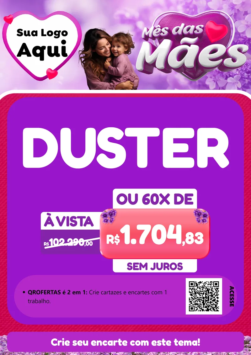 Modelo de Cartaz para Cartaz A4 Vertical com o tema Mês das Mães para Concessionaria de Carros