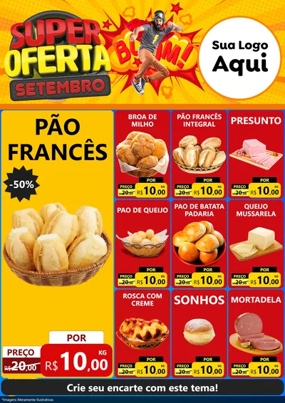 Modelo de Encarte para Encarte A4 Vertical com o tema Super Oferta Setembro para Padaria