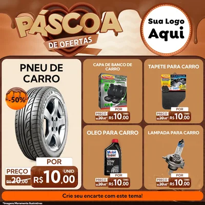 Modelo de Rede Social para Feed Facebook com o tema Páscoa de Ofertas para Auto peças