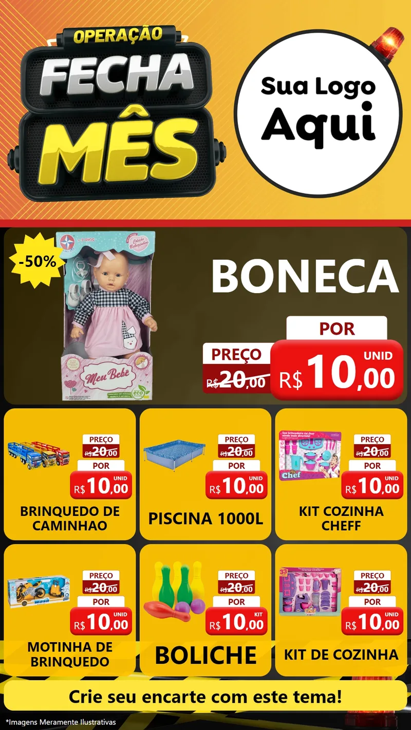 Modelo de Rede Social para Stories com o tema Operação Fecha Mês para Brinquedos