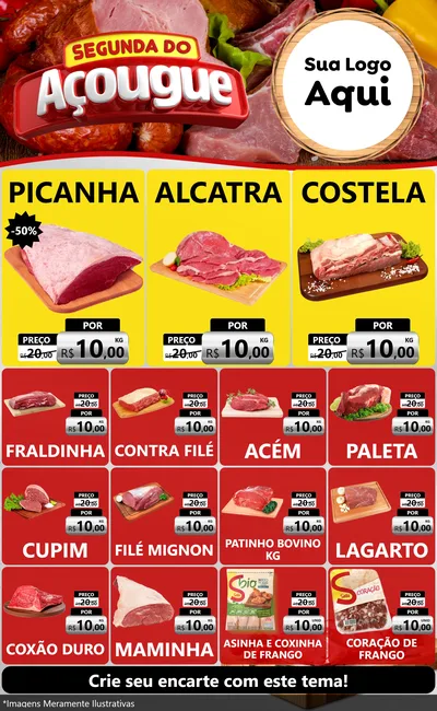 Modelo de Encarte para Encarte Grande com o tema Segunda do Açougue para Açougue