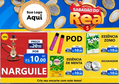 Modelo de Encarte para Encarte A4 Horizontal com o tema Sabadão do Real para Tabacaria